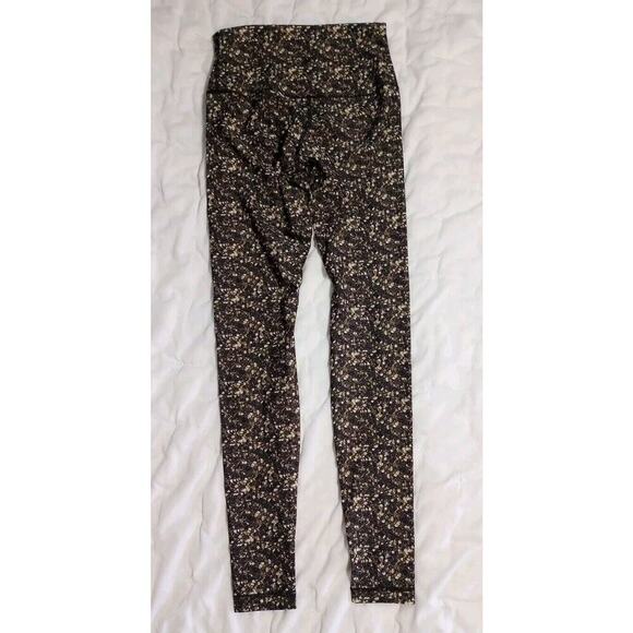 Lululemon Shine Tight Sequin Print Size 6 Stretch Skinny Roll Down Tights Clean - Picture 5 of 9